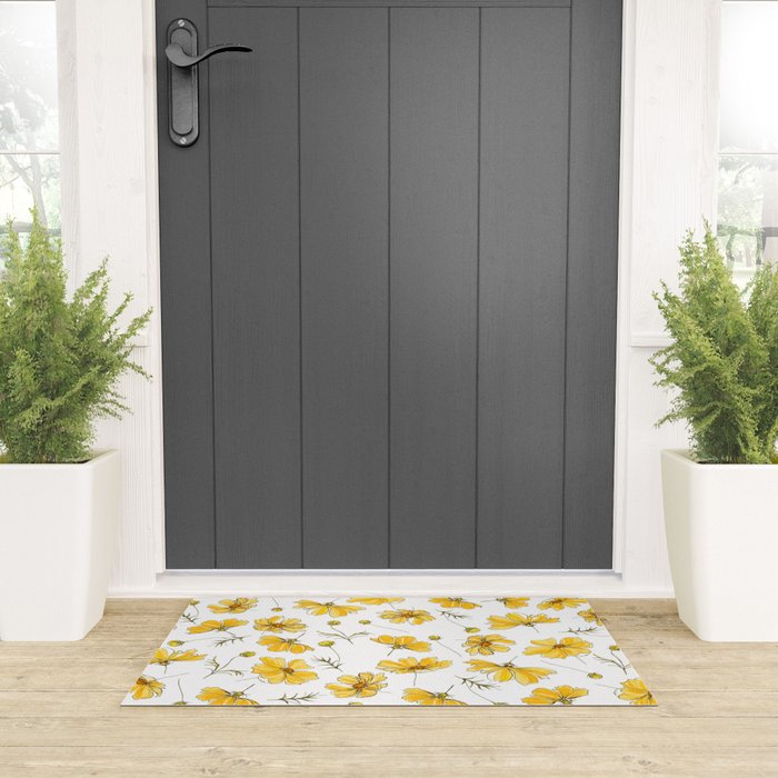 Yellow Cosmos Flowers Welcome Mat Gallery Image 3