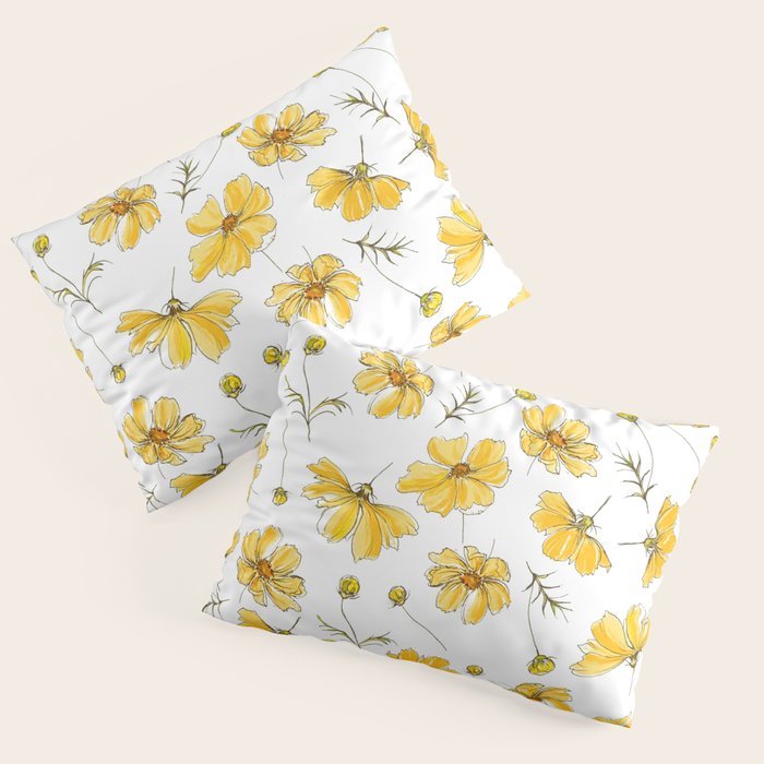 Yellow Cosmos Flowers Pillow Sham Gallery Image 1