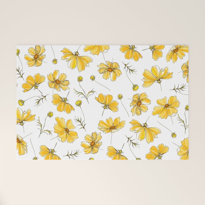 Yellow Cosmos Flowers Welcome Mat Gallery Image 1