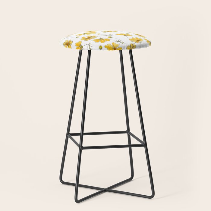 Yellow Cosmos Flowers Stool Gallery Image 1