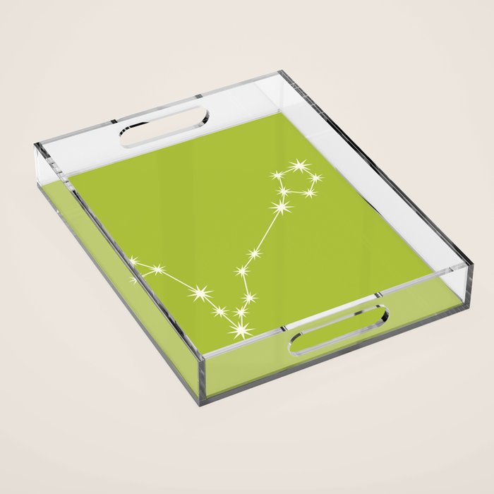 Pisces Zodiac Star Constellation Line Art Chartreuse Green Acrylic Tray Gallery Image 1