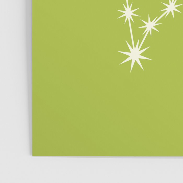 Pisces Zodiac Star Constellation Line Art Chartreuse Green Poster Gallery Image 3