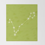 Pisces Zodiac Star Constellation Line Art Chartreuse Green Throw Blanket Gallery Image 2