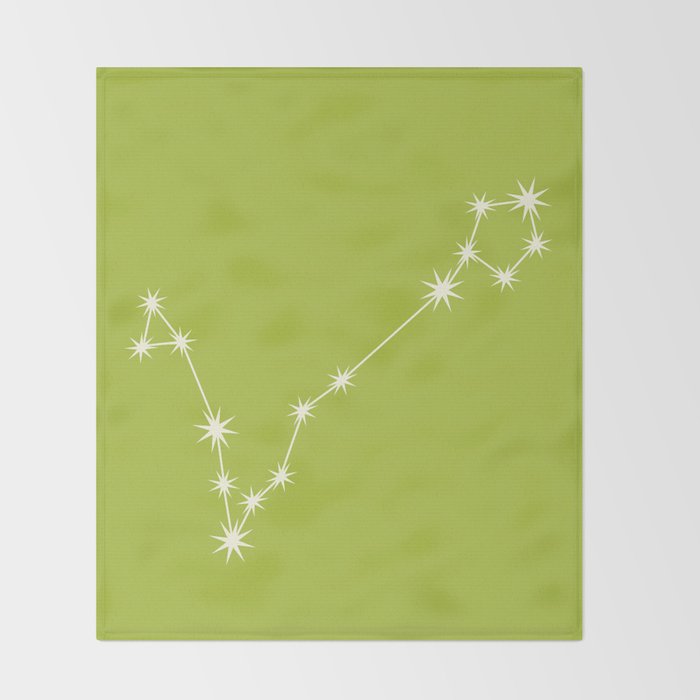 Pisces Zodiac Star Constellation Line Art Chartreuse Green Throw Blanket Gallery Image 2