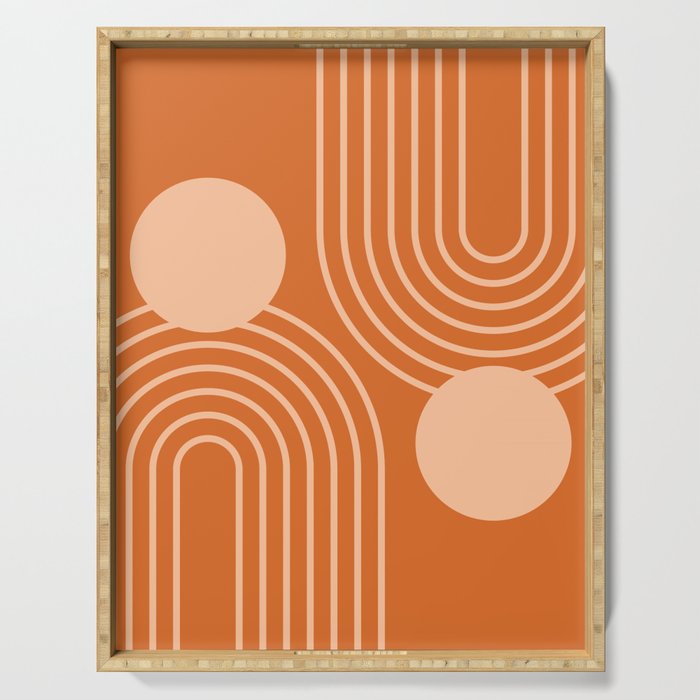 Mid Century Modern Geometric 194 in Orange Shades Serving Tray Gallery Image 1