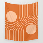 Mid Century Modern Geometric 194 in Orange Shades Wall Tapestry Gallery Image 4