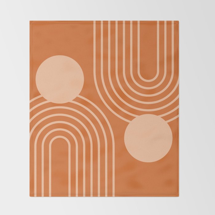 Mid Century Modern Geometric 194 in Orange Shades Throw Blanket Gallery Image 2