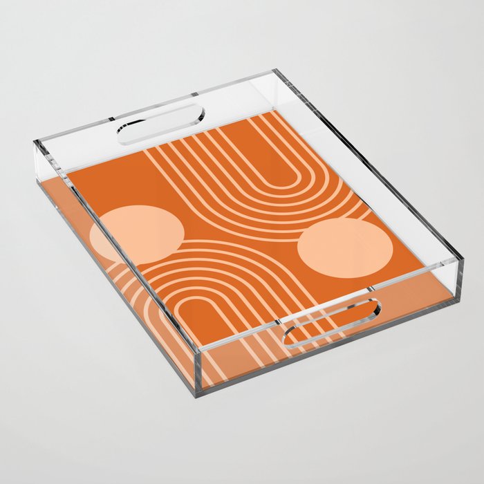Mid Century Modern Geometric 194 in Orange Shades Acrylic Tray Gallery Image 1