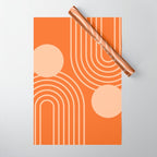 Mid Century Modern Geometric 194 in Orange Shades Wrapping Paper Gallery Image 1