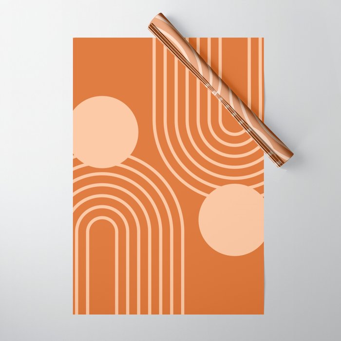 Mid Century Modern Geometric 194 in Orange Shades Wrapping Paper Gallery Image 1