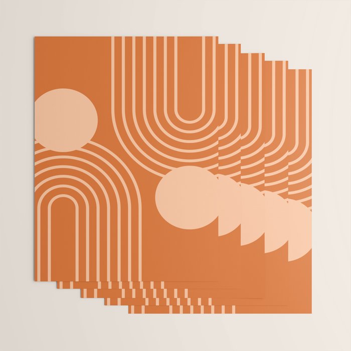 Mid Century Modern Geometric 194 in Orange Shades Wrapping Paper Gallery Image 3