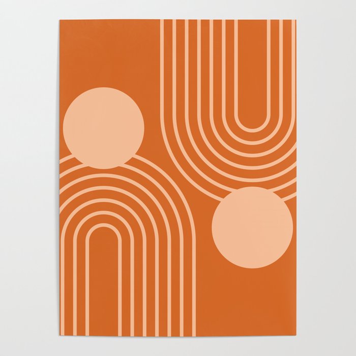 Mid Century Modern Geometric 194 in Orange Shades Poster Gallery Image 1