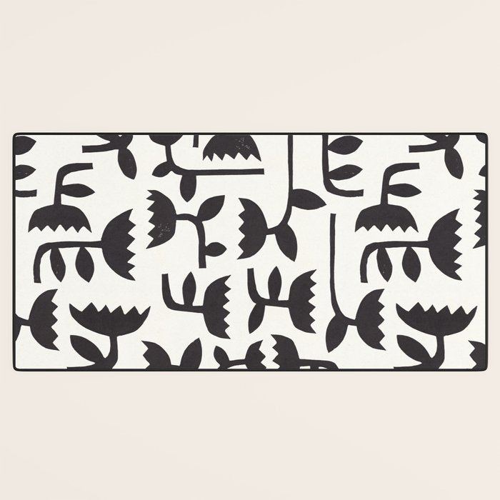 Linocut Tulip Pattern #3 Desk Mat Gallery Image 3