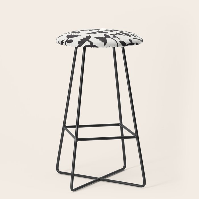 Linocut Tulip Pattern #3 Stool Gallery Image 1