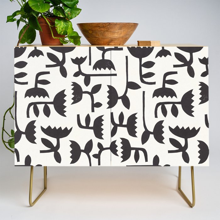 Linocut Tulip Pattern #3 Credenza Gallery Image 1