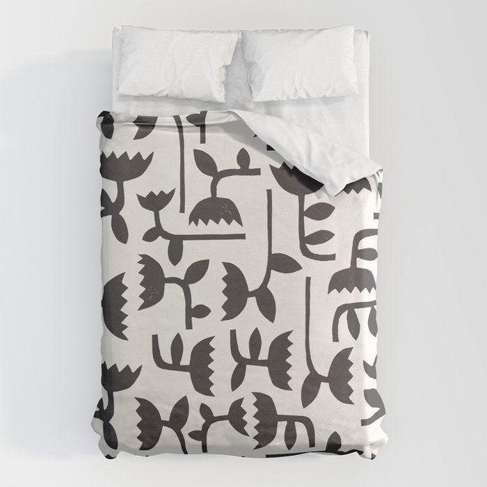 Linocut Tulip Pattern #3 Duvet Cover Gallery Image 6