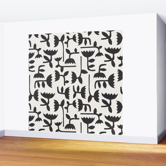 Linocut Tulip Pattern #3 Wall Mural Gallery Image 2