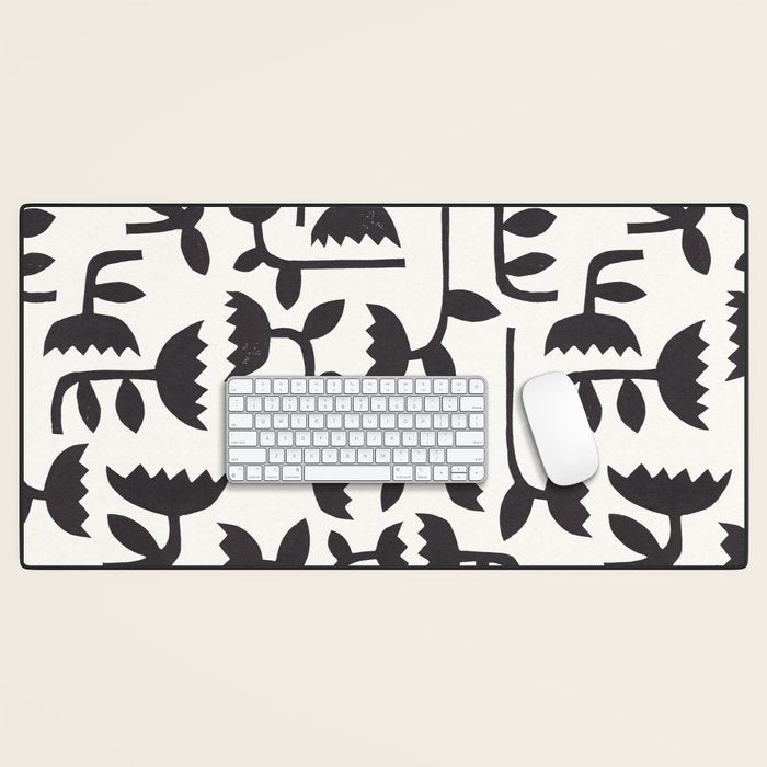 Linocut Tulip Pattern #3 Desk Mat Gallery Image 1