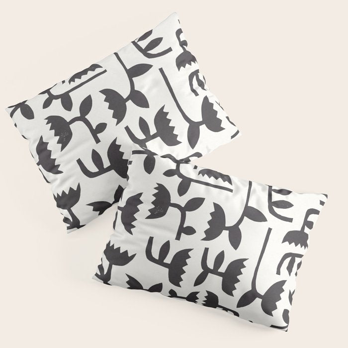 Linocut Tulip Pattern #3 Pillow Sham Gallery Image 1