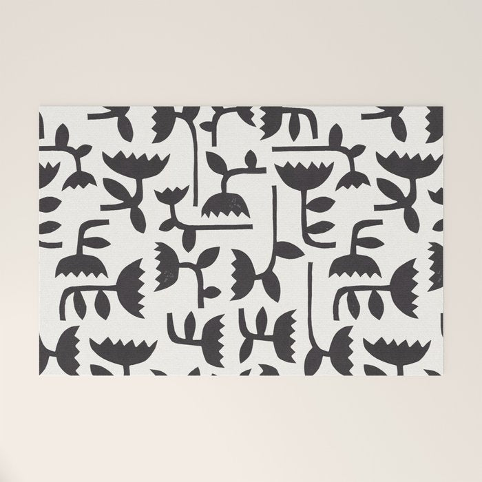 Linocut Tulip Pattern #3 Welcome Mat Gallery Image 1
