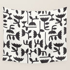 Linocut Tulip Pattern #3 Wall Tapestry Gallery Image 4