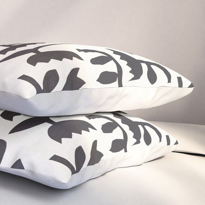 Linocut Tulip Pattern #3 Pillow Sham Gallery Image 3