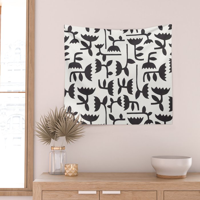 Linocut Tulip Pattern #3 Wall Tapestry Gallery Image 2