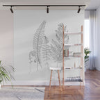 Minimal Line Art Fern Leaves Wall Mural Gallery Image 1