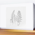 Minimal Line Art Fern Leaves Wall Mural Gallery Image 2
