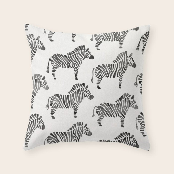 Zebras - Black & White Palette Throw Pillow Gallery Image 1