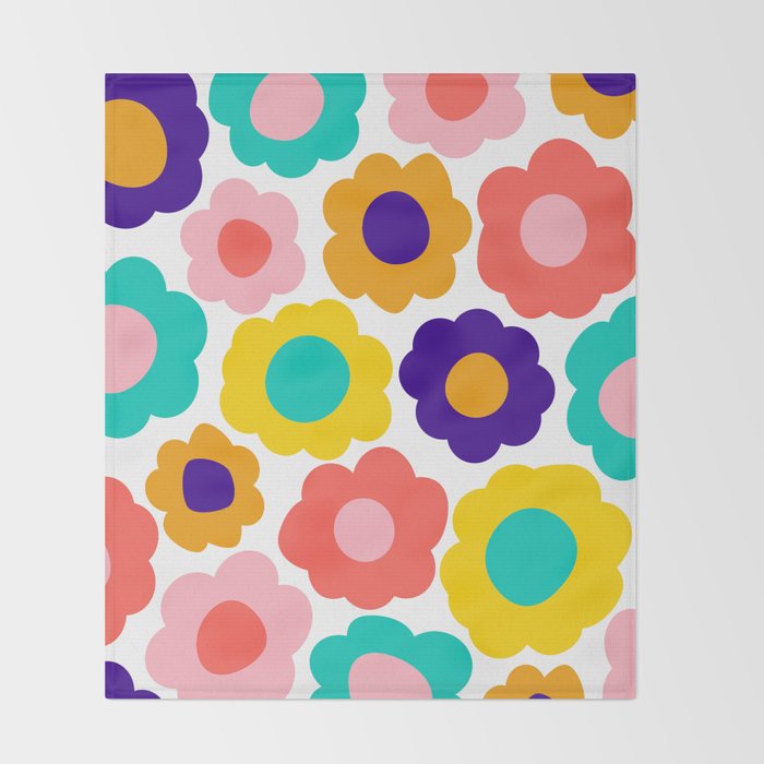 Flowers Pop Throw Blanket Gallery Image 2