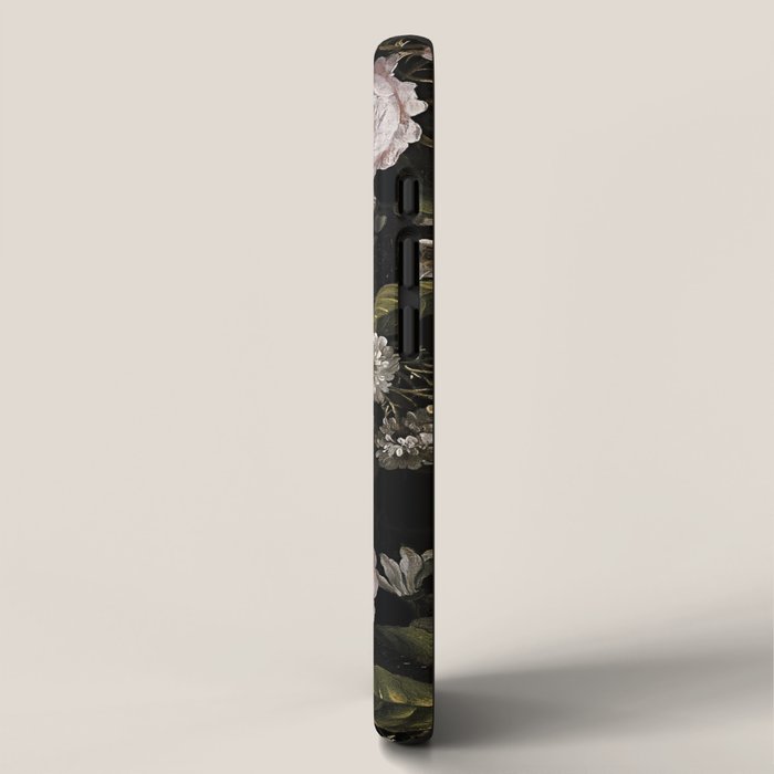 Antique Botanical Roses And  Chamomile Midnight Garden iPhone Case Gallery Image 2