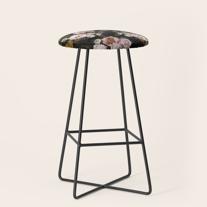 Antique Botanical Roses And  Chamomile Midnight Garden Stool Gallery Image 1