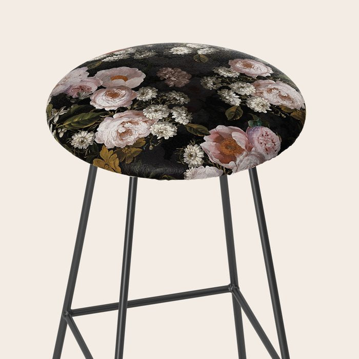 Antique Botanical Roses And  Chamomile Midnight Garden Stool Gallery Image 2