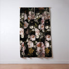 Antique Botanical Roses And  Chamomile Midnight Garden Window Curtain Gallery Image 3