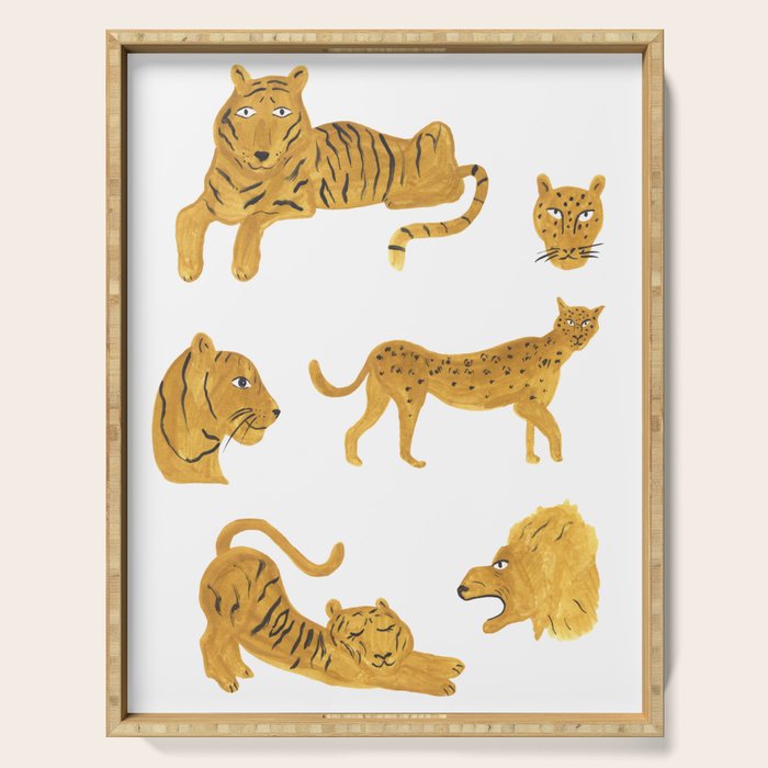 Tiger Lion Cheetah pattern  Serving Tray Gallery Image 1