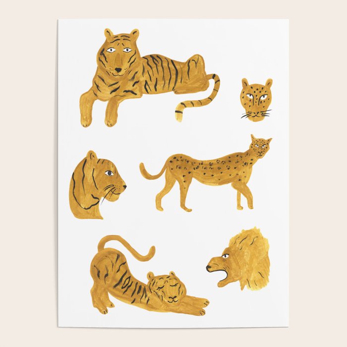 Tiger Lion Cheetah pattern  Poster Gallery Image 1