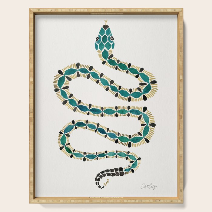 Emerald & Gold Serpent Serving Tray Gallery Image 1