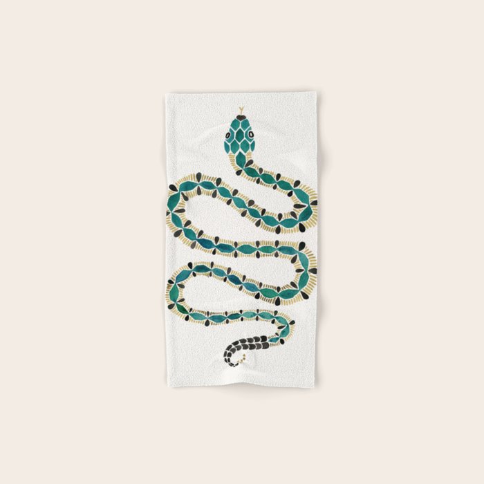 Emerald & Gold Serpent Bath Towel Gallery Image 1