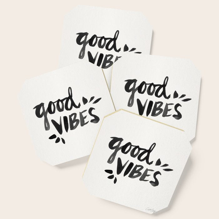 Good Vibes â Black Ink Coaster Gallery Image 1
