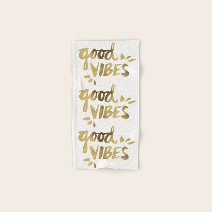 Good Vibes - Gold Ink Bath Towel Gallery Image 1