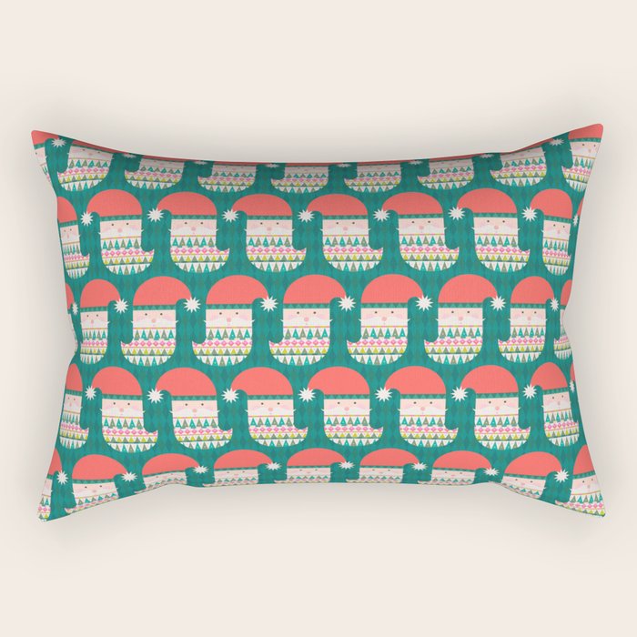 Happy Holidays Santa Claus Rectangular Pillow Gallery Image 1