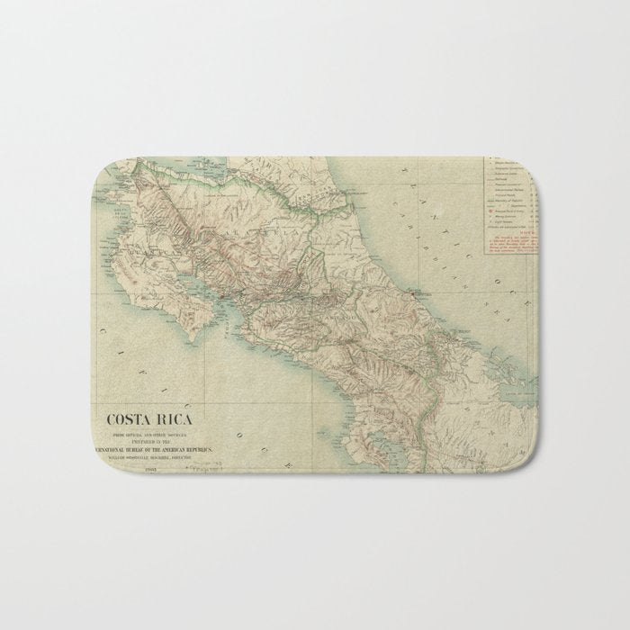 Vintage Map of Costa Rica (1903) Bath Mat Gallery Image 1