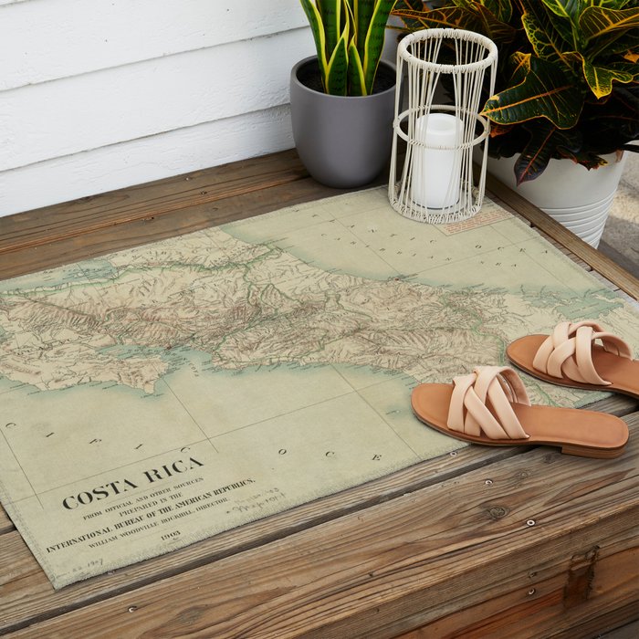 Vintage Map of Costa Rica (1903) Outdoor Rug Gallery Image 2