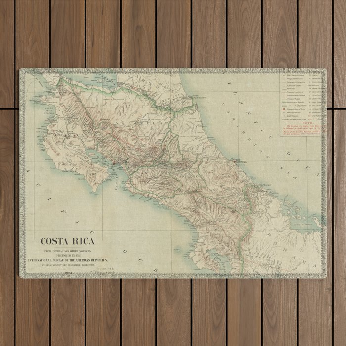 Vintage Map of Costa Rica (1903) Outdoor Rug Gallery Image 1