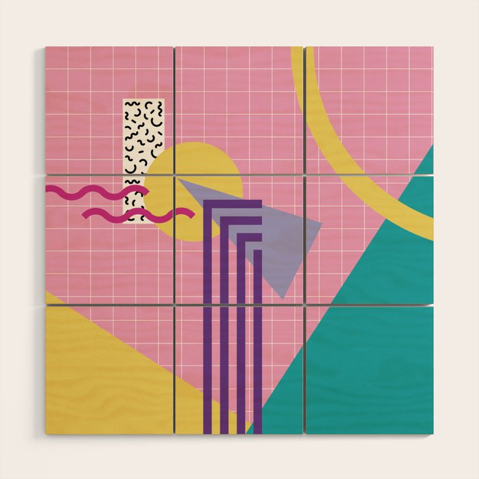 Memphis pattern 72 - 80s / 90s Retro Wood Wall Art Gallery Image 1