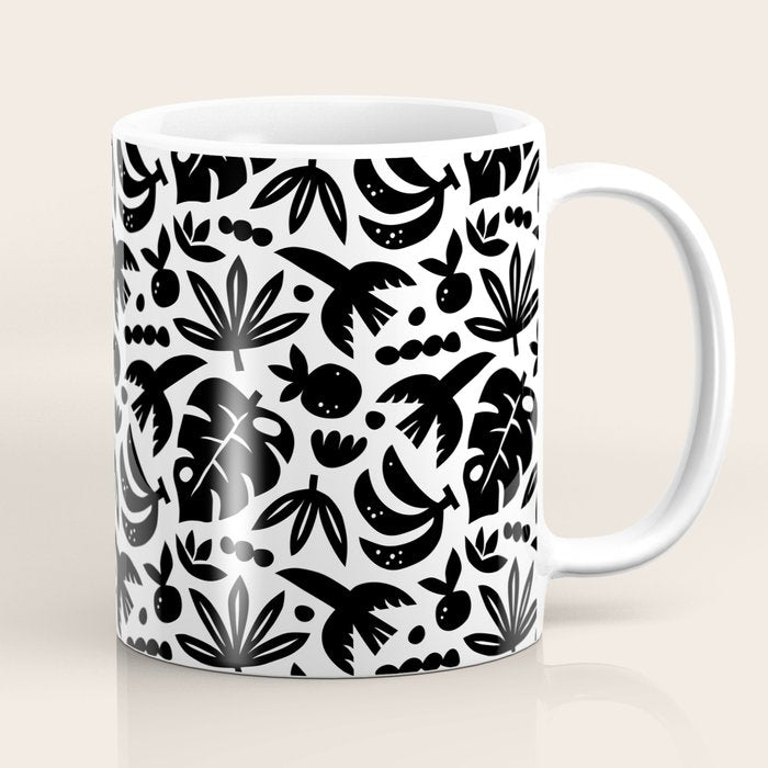 Black tropical summer nature art pattern Coffee Mug Gallery Image 1