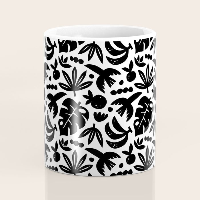 Black tropical summer nature art pattern Coffee Mug Gallery Image 4