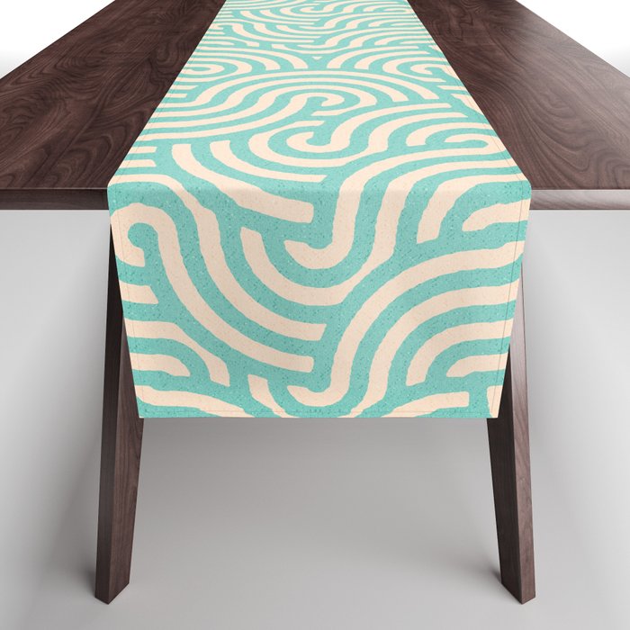 SWIRL Mint and Oat Table Runner Gallery Image 1