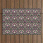 Sweethearts - black, pink, and cream  Outdoor Rug Gallery Image 1